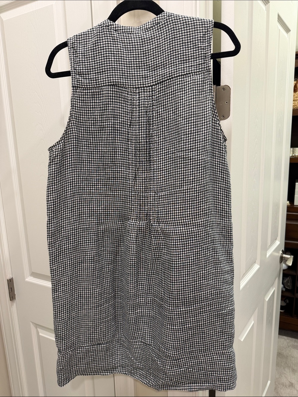 Quince linen gingham check dress, black and white, size large - Picture 7 of 11